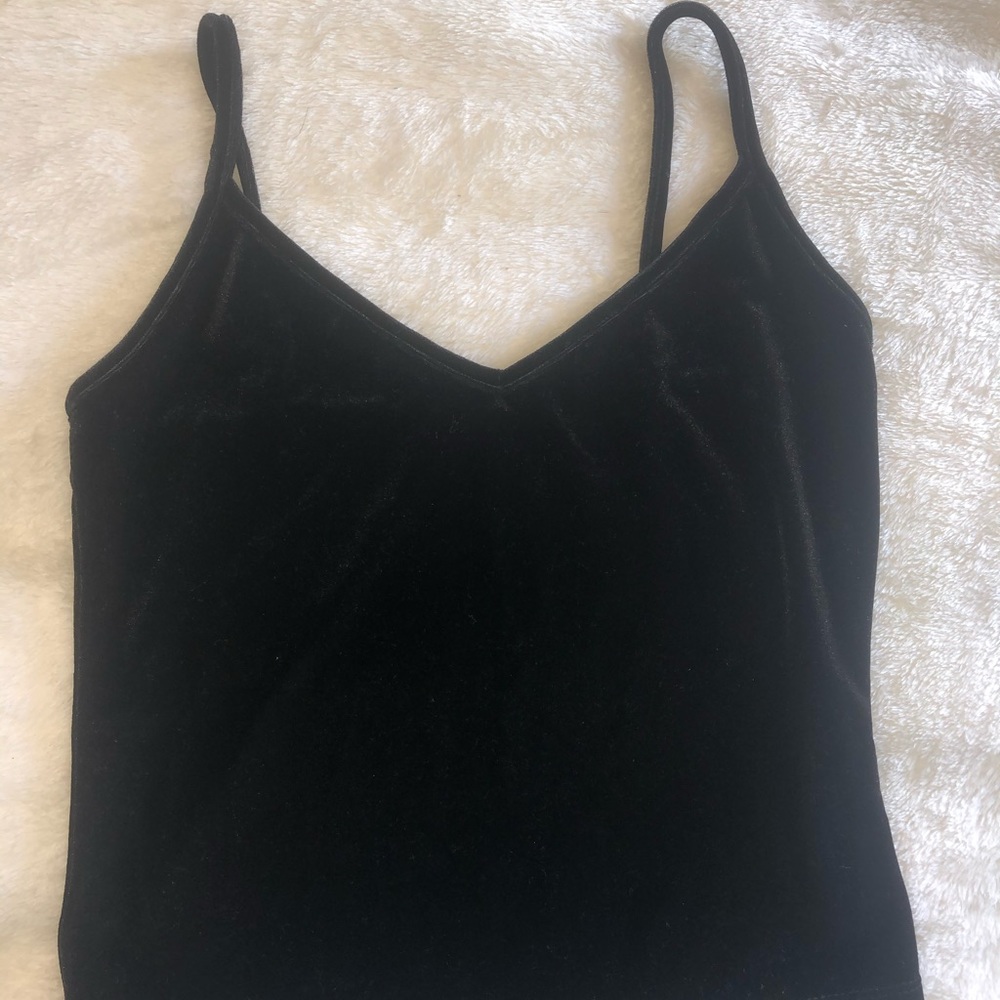 Basic black velvet tank